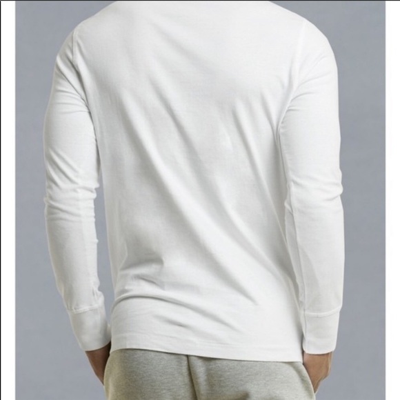 LAST ONE Men’s White Button Front Henley Tee, M - Picture 3 of 6